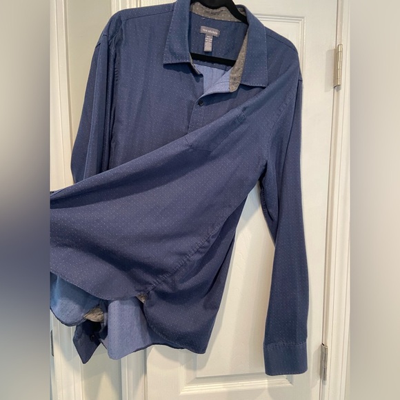 Van Heusen Mens Size XXL Blue Polka Dot Long Sleeve Button Down Shirt - Picture 3 of 11
